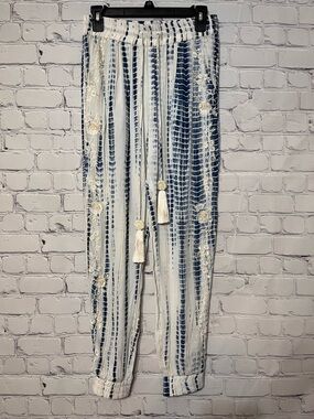 HEMANT & NANDITA Esme Jogger Pants Tie-Dye Embroidery Sequin Beaded Size Small
